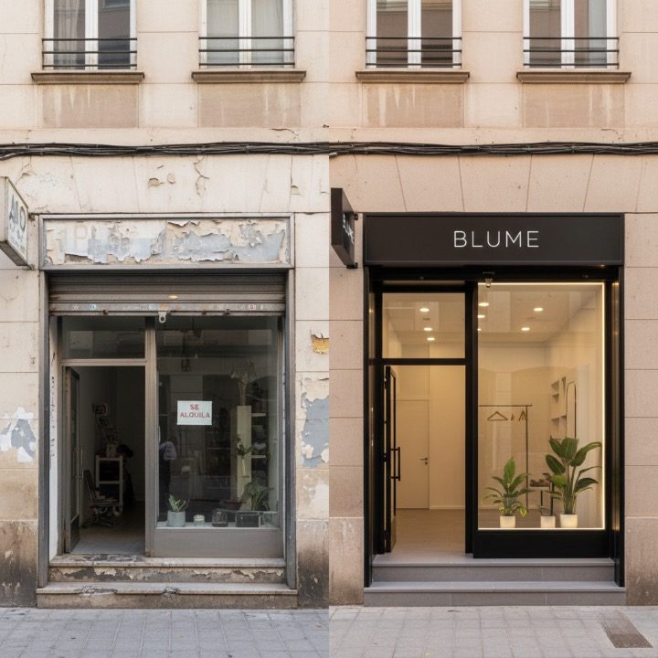 Local commercial avant et après une rénovation complète