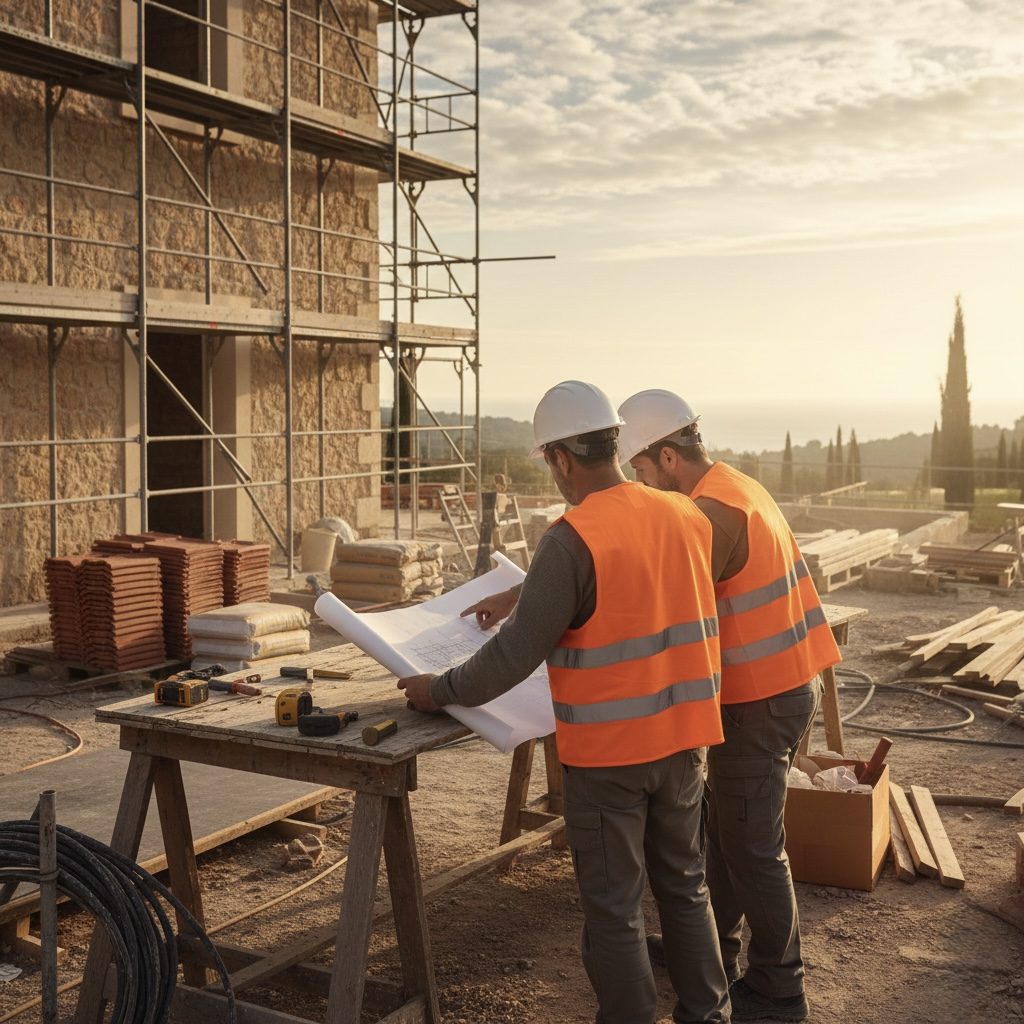 Professionnels d’Ebrebuilding consultant des plans sur un chantier